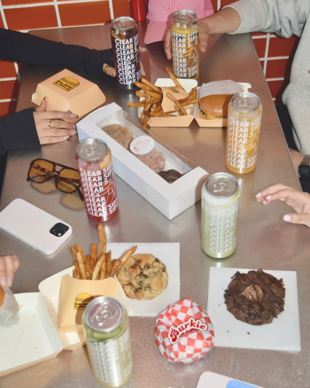 Clear Sips drinks styled on a table