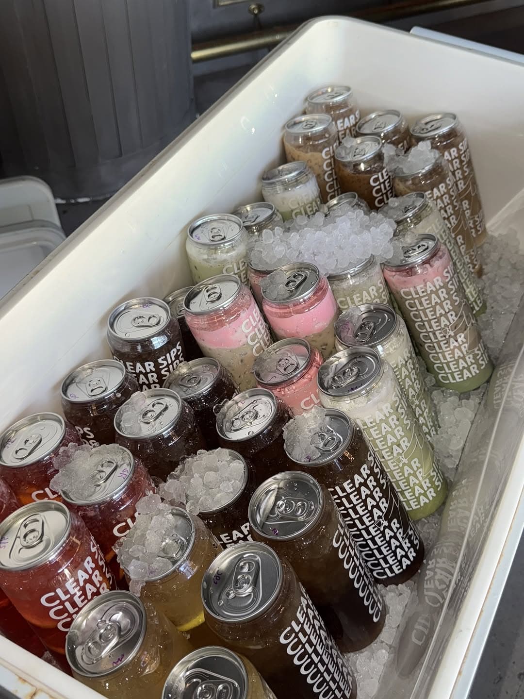 Clear Sips cooler stocked for events