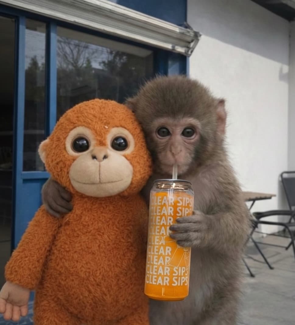 Clear Sips monochrome brand moment